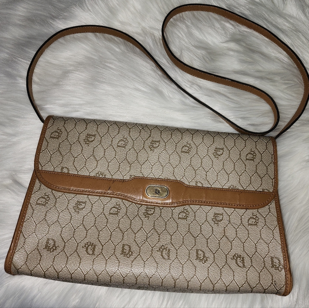 Dior Vintage Pochette Shoulder Bag Taupe/Brown